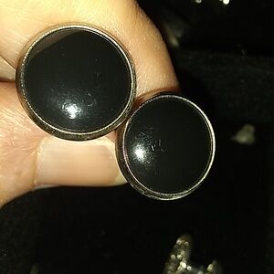 black smooth cufflinks set